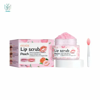 Wholesale Vegan Exfoliate Organic Peach Flavor Lip Scrub Balm Moisturizing Dilutes Lip Lines Lip Scrub Vendors