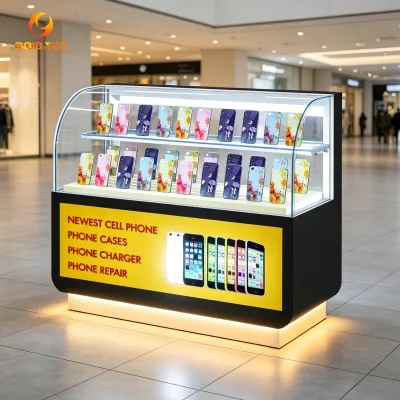 Retail Mobile Phone Repair Showcase LED Lighted Cell Phone Accessories Display Counter with Lightbox