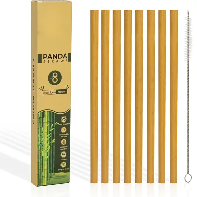 Wholesale Eco Friendly Reusable Natural Biodegradable Custom Logo Wooden Bamboo Drinking Straw With Box or Bag