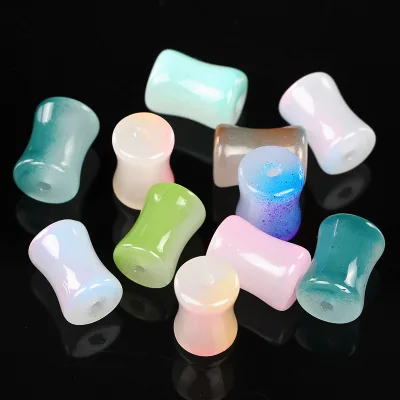 Diy Cute Jade Bamboo Joint Shape Crystal Glass Beads for Bracelet Making Jewelry Loose Beads Accessories Supplier