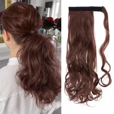 Wholesale Synthetic Hair Long Ponytail Extensions Extra-Thick Wrap-Around Style with Clip-In Attachment Portable