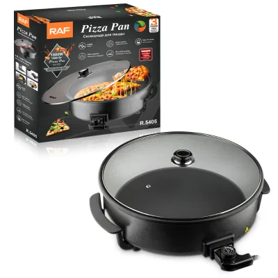 RAF Knob Control Large Diameter Non-stick Coating Pizza Pan High Capacity Visible Glass Lid Electric Hot Pot