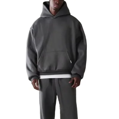 Custom Casual Vintage Breathable Unisex Tracksuit Manufacturer Cotton Solid Hoodie Set Drawstring Joggers Loose Midweight