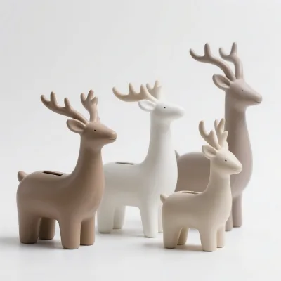 Customizable Cute Deer Resin Piggy Bank, Nordic Reindeer Money Saving Box with Slot for Kids Room Decor, Multi-Size