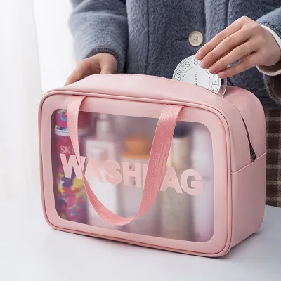 PU Matte Waterproof Dustproof Cosmetic Bag Portable Storage Pouch Toiletry Swim Bag Large-capacity Washbag Travel Makeup Bag
