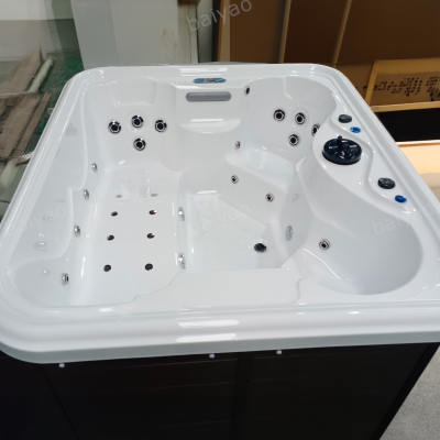 Hydroharmony 4-person Jacuzzier Hydro Massage Spa White Color Fibreglass Hot Tub With Led Lights and Bluetooth Speaker