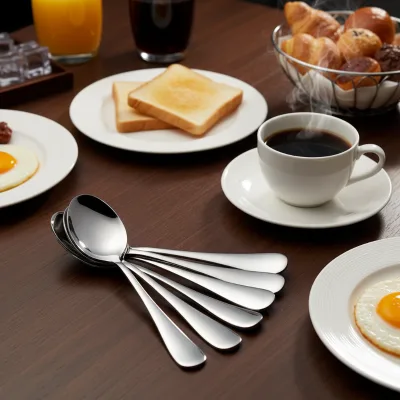 Stainless Steel Tea Spoon and Fork Set Small Classic Dinner Spoon for Coffee Restaurants and Hotels