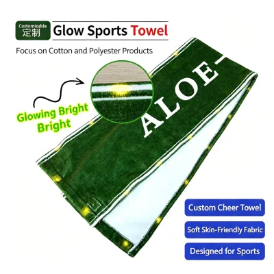 Custom LED Light up Sports Towel Glowing Cheer Slogan Banner Hand Towel for Concert Event Party Fans Cheering Custom Logo Bulk