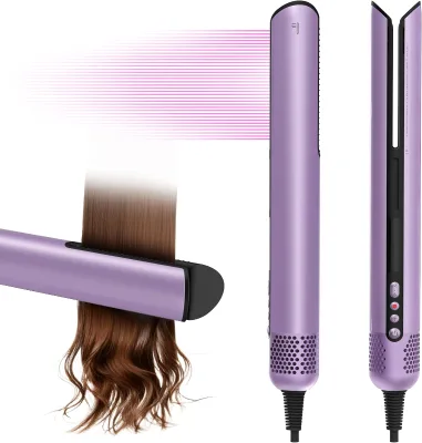 Professional 2-in-1 Hair Straightener Blow Dryer Flat Iron LED Display Ceramic Plates Dual Wet Dry 1500W Overheating Protection
