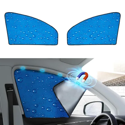 Cross-border Business Style Single-Layer Polyester Retractable Magnetic Teardrop-Shaped Car Sunshade Curtain for Side Window