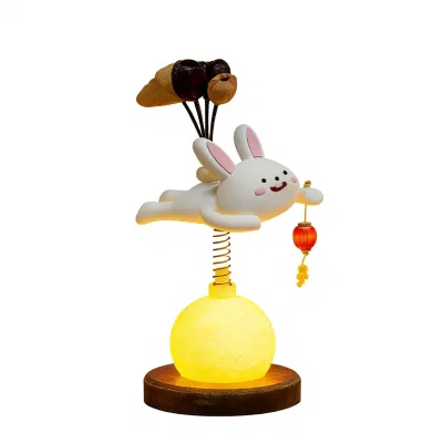 Cloud Healing Nutshell Rattle Therapeutic Handmade Rabbit Design Playful Healing Meditation OrnamentPerfect Mid-Autumn Gift
