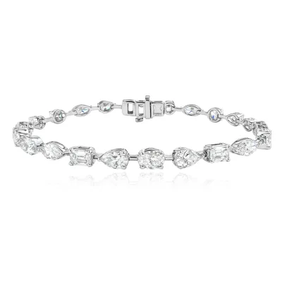 Luxury Gold Plated Mixed Shape Diamond Tennis Bracelet Alternating D Color Moissanite Link Bracelet Jewelry Gift for Women