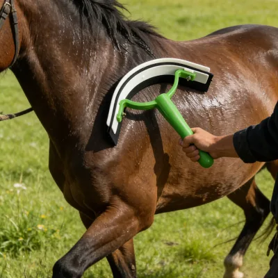 Horse Sweat Scraping Brush with Anti-Slip Plastic Handle Durable and Comfortable Grip