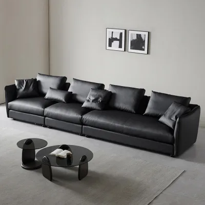 High-end Contemporary Minimalist Modern Modular Combination Villa 8-seat Super Large Leather Sofa Set Rectangular Corner Sofa