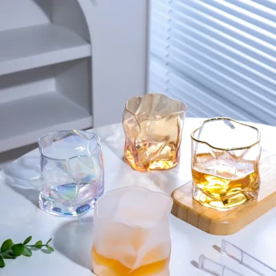 Modern Home Nordic Creative Gold Glass Cup for Whiskey Wine Vodka Tasting Personalized Beer Glass 210ml Food Safe