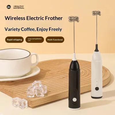 Handheld Electric Milk Frother 304 Stainless Steel Whisk Battery Operated Coffee Foamer Mixer for Latte Cappuccino Matcha