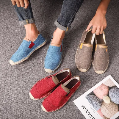 Summer Fisherman Shoes Lazy Man Slip on Hemp Rope Shoes Men's Casual Old Beijing Cloth Shoes Espadrille Homme