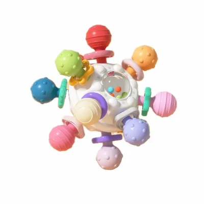 CPC EN71 CE Food Grade Bpa Sensory Teething Teether Toys Baby Montessori Sensory Teething Ball Toys Teether Rattle Chew Toys