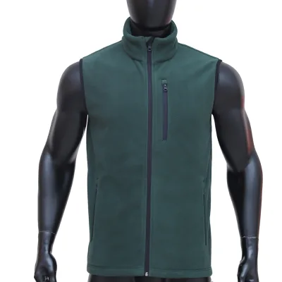 Men's Winter Fleece Lined Vest Plus Size Sleeveless Full Zipper Stand Collar Warm Vest Thick Lamb Wool Jacket Outdoor