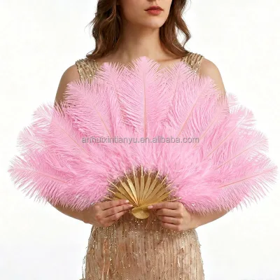 Large Feather Hand Fan Black Ostrich Feather Fan