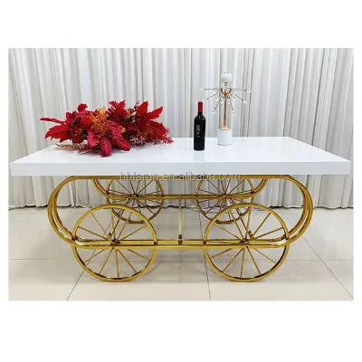 Luxury Modern Gold Candy Cart Party Wedding Dessert Cart Display Stand With Wheels Wedding Decoration