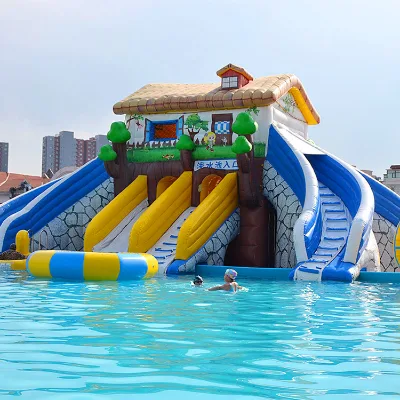 Custom Make Rapids Slip and Slide Inflatable Water Slide with Pool Aqua Park