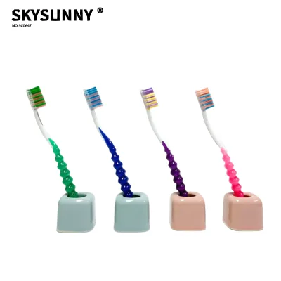 Twisted Wave Design Toothbrush with Soft Bristles Delivers Comfy Grip and Gentle Deep Cleaning for Daily Oral Care