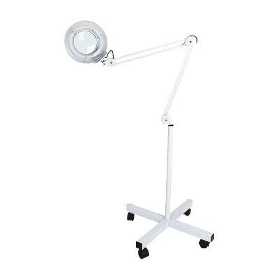 Manufacture Adjustable Beauty Salon Nail Used 5X Light Magnifier Lamp with LED Lamp on Stand Wheels