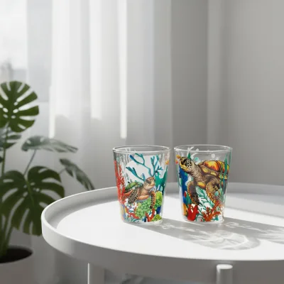 New Glass Printing Reusable Beer Shot Glass Modern Design Summer Club Souvenir Gift