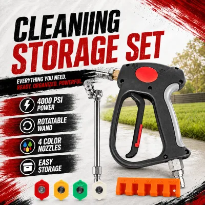 Pressure Washer Gun Kit 4000 PSI with Rotatable Wand 4 Color Nozzles Quick Connector High Pressure Spray Gun Car Wash Tool