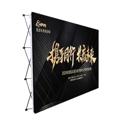 Advertising KT Cardboard Banner Display Sign-in Wall Promotional Foldable Black Iron Exhibition Foldable Pop up Backdrop Stand