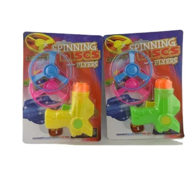 Flying Disc Spinning Top Set Flying Saucer Gun With Two Disc