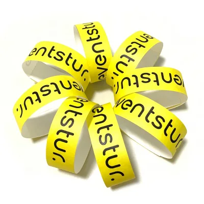 Disposable Festival Band Yellow Papier Wrist Bands Strong Stick Glue Tyvek Paper Wristband Customized
