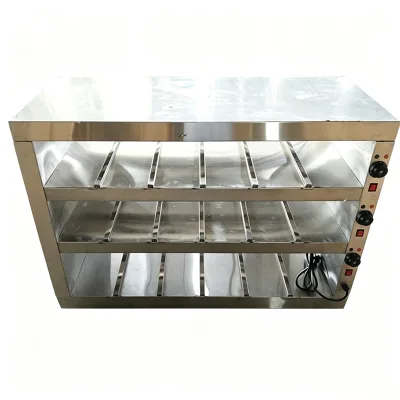 High Quality Commercial 3 Tier Chinese Food Warmer Stainless Steel Hot Food Display Showcase