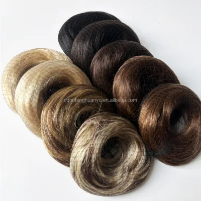 Hot Selling Human Hair Buns Chignon Ponytail Hairpiece  Real Hair Donut Extensions Flexible Elastic Band Blond Brown