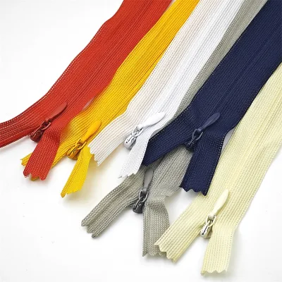 Garment Accessories #3 #5 Black Colored Custom All Colour Long Chain Roll Cloth Nylon Zip Invisible Zipper for Clothes