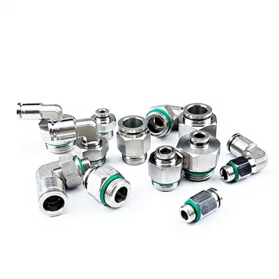 G-thread 304 Stainless Steel Pneumatic Air Hose Fittings PC8-G02/10-G03/PL6-G01 Sealing Ring Quick-Connect Hexagon Head Straight