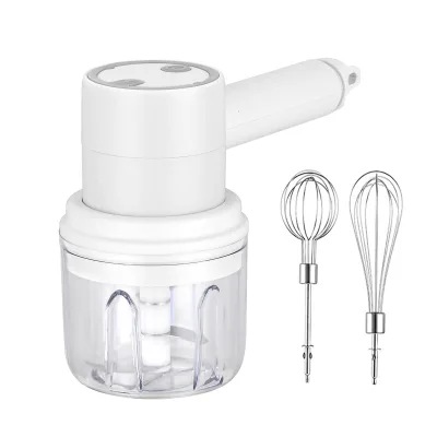 Cordless Mini Rechargeable Garlic Vegetable Meat Chopper Handheld Electric Blender Egg Whisk with 3 Speed Self-Control