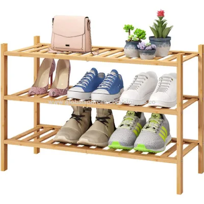 Multi-Layer Stackable Standing Bamboo Shoe Storage Rack for House Living Room