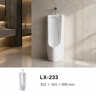 355x355x890mm Full Height Freestanding Ceramic Urinal, Vertical Straight Drain Only Manual Flush Floor Urinal for Toilet