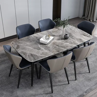 Luxury Modern Contemporary Sintered Stone Dining Table Set with 6 Chairs for Apartment & Hotel Use Dining Room Furniture