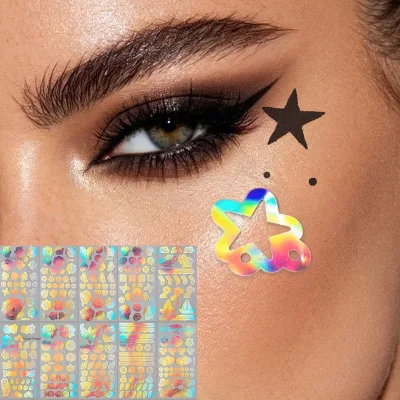 Paper Tattoo Stickers Music Festivals Goddess Face Star Eye Makeup Colorful Temporary Waterproof Tattoo Sticker