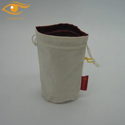 Satin Linen Round Bottom Cotton Draw String Bag Logo Cotton Linen Screen Printing Craft Bags