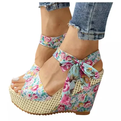 Lace Summer Women Sandals Leisure Wedges Heeled Women Shoes Party Platform High Heels Shoes Woman