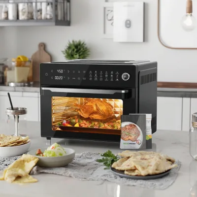 30L Multifunctional Air Fryer Oven Touch Screen Double Layers Toughened Glasses Commercial Grade for Baking/Steaming/Roasting