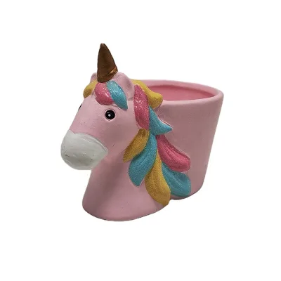 Cartoon Animal Ceramic Plant Pot Pink Unicorn Plant Pot Sheep Statue Sculptures Flower Pot for Home Decorative