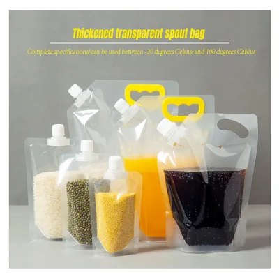 Customized Large-diameter Nozzle Bag with Handle Moisture-proof Reusable Rice Bean Seed Packaging Stand up Nozzle Pouch