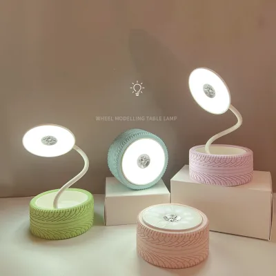 LED Creative Eye-protecting Tyre Desk Lamp Usb Rechargeable Student Reading Night Light Birthday Gift Table Lamp with Storage