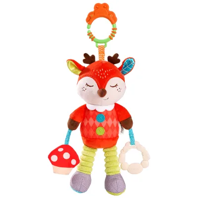 Sozzy Animal Series Soothing Baby Toys Cute fox Hanging Pull the Tail Toy Vibrate Accompany the Babies to Play Baby Hanging Toys