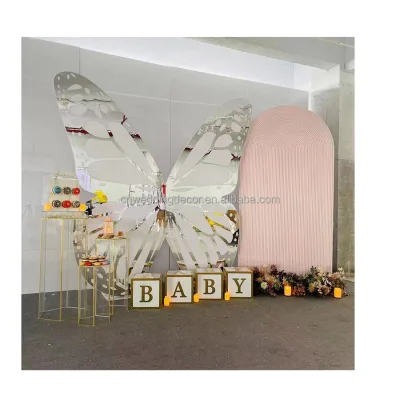 Factory Direct Popular Hot Style Acrylic Colorful Pvc Butterfly Background Backdrop for Wedding Party Birthday Decor